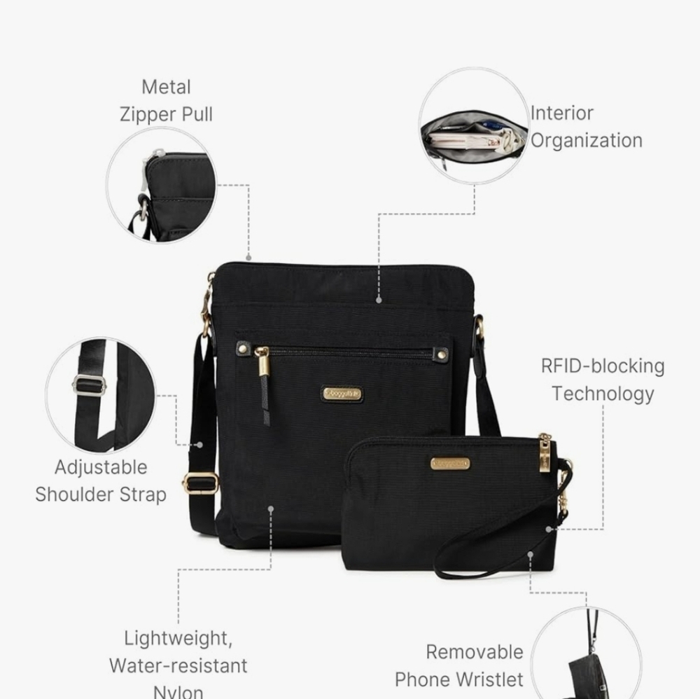 Baggalini Black Crossbody Purse & Wallet - Picture 2 of 4